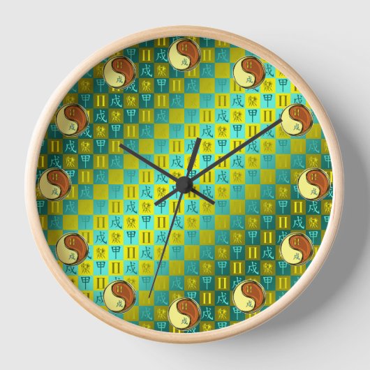 Zwillinge & Holz Hund Uhr (Vorderseite)