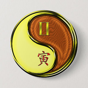Zwillinge & Holz Tiger Button