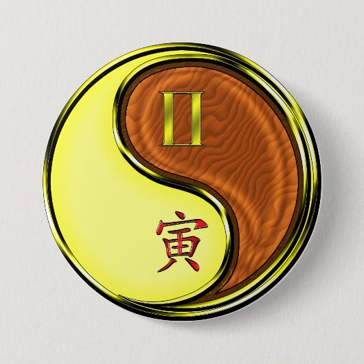 Zwillinge & Holz Tiger Button (Vorderseite)