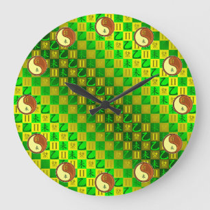 Zwillinge & Holz Ziege Große Wanduhr
