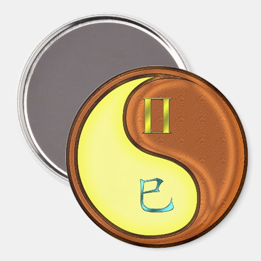 Zwillinge & Holzschlange Magnet (Vorderseite/Rückseite)