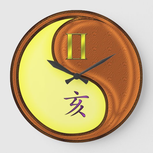 Zwillinge & Holzschwein Große Wanduhr (Vorderseite)