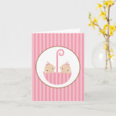 Zwillinge im Regenschirm Karte (Gelbe Blume)