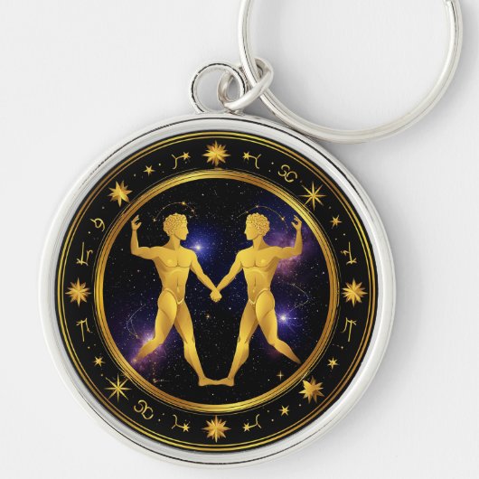 Zwillinge in kosmischem Kreis Schlüsselanhänger (Vorne)