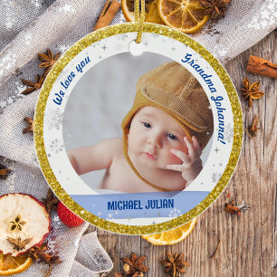Zwillinge Junge Mädchen Fotos Oma erstes Weihnacht Keramik Ornament