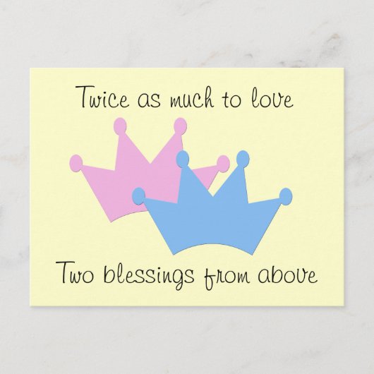 Zwillinge Junge und Mädchen! Ankündigungspostkarte (Vorderseite)