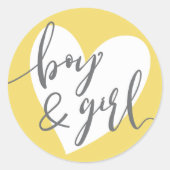 Zwillinge "Junge und Mädchen" Graues gelbes weißes Runder Aufkleber (Vorderseite)