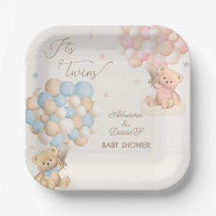 Zwillinge Junge und Mädchen Rosa Blau Baby-Party Pappteller