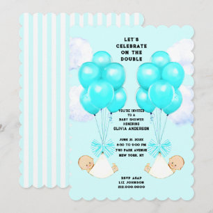 Zwillinge Jungen Baby Shower Einladung