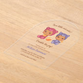 Zwillinge Katzenbärengeschlecht Neutrale Babydusch Acryleinladungen (Ablage )