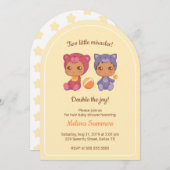 Zwillinge Katzenbärengeschlecht Neutrale Babydusch Einladung (Vorne/Hinten)