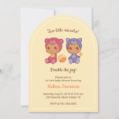 Zwillinge Katzenbärengeschlecht Neutrale Babydusch Einladung (Vorderseite)