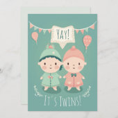 Zwillinge! | Kinderdusche/Mädchendusche Einladung (Vorne/Hinten)