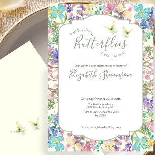 Zwillinge Kleine Schmetterlinge Florale Babyparty Einladung