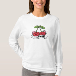 Zwillinge Mädchen Ankündigung It's Twins Kirschen  T-Shirt