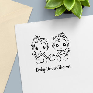 Zwillinge Mädchen Baby Shower Permastempel