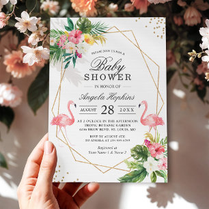 Zwillinge Mädchen Baby Shower Tropische Blumen Fla Einladung
