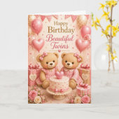 Zwillinge Mädchen Geburtstag Karte (Gelbe Blume)