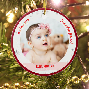 Zwillinge Mädchen Junge Fotos Opa erstes Weihnacht Keramik Ornament