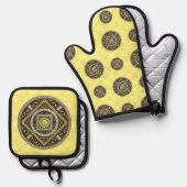 Zwillinge Mandala Ofenhandschuh & Topflappen-Set (Vorderseite/Rückseite)