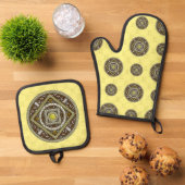 Zwillinge Mandala Ofenhandschuh & Topflappen-Set (Oben Unten)