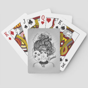 Zwillinge Maskierte Dame Zodiac Spielkarten