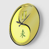 Zwillinge & Metall Ziege Große Wanduhr (Winkel)