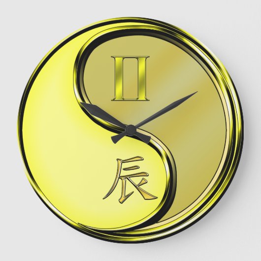 Zwillinge & Metalldrache Große Wanduhr (Vorderseite)