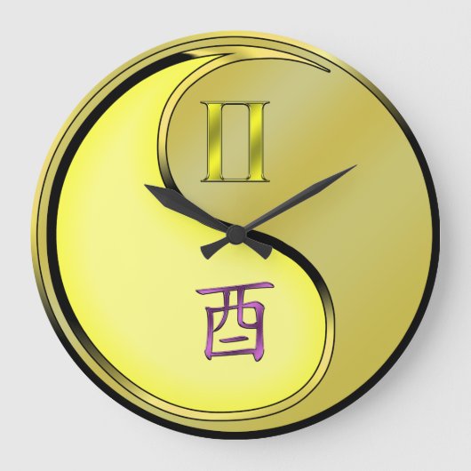 Zwillinge & Metallhahn Große Wanduhr (Vorderseite)