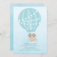 Zwillinge! Monkey Twin Boys Baby Shower Einladung