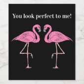 Zwillinge reflektieren rosa Flamingos exakt Weinetikett (Einzelnes Label)