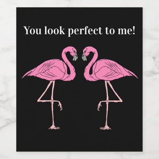 Zwillinge reflektieren rosa Flamingos exakt Weinetikett (Einzelnes Label)