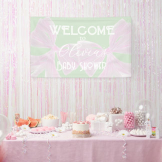 Zwillinge Rosa Schleifen Minze Baby Mädchen-Party Banner