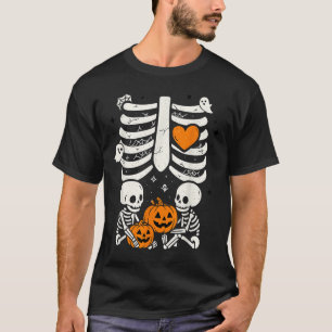Zwillinge Skelett-Babys Halloween Schwangerschafts T-Shirt