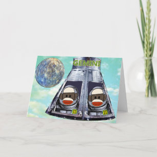 Zwillinge Socken Affen Karte