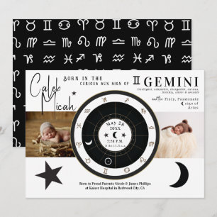 Zwillinge Sonne & Mondzeichen Zodiac Geburt Bekann Einladung