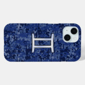 Zwillinge-Sternzeichen auf Navy Blau Camouflage Case-Mate iPhone Hülle (Rückseite (Horizontal))
