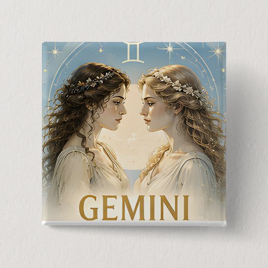 Zwillinge Sternzeichen Geburtstags Astrologie Gesc Button (Vorderseite)