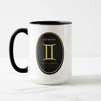 Zwillinge Sternzeichen Gold Oval Emblem Tasse | Lu