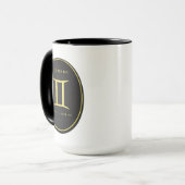 Zwillinge Sternzeichen Gold Oval Emblem Tasse | Lu (Vorderseite Links)