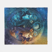 Zwillinge Sternzeichen Wasserfarben-Design Fleecedecke (Vorderseite (Horizontal))