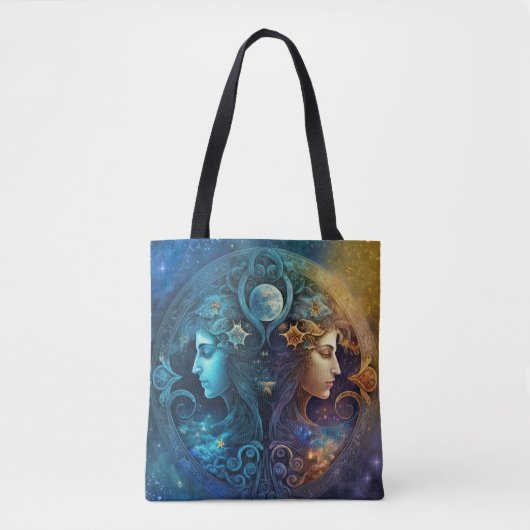 Zwillinge Sternzeichen Wasserfarben-Design Tasche (Vorderseite)