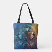 Zwillinge Sternzeichen Wasserfarben-Design Tasche (Rückseite)