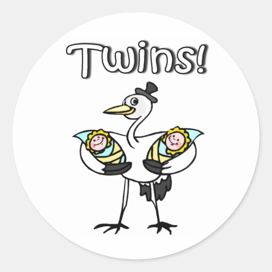 Zwillinge (Stork) Runder Aufkleber (Vorderseite)