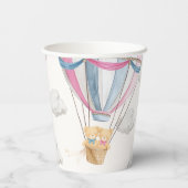 Zwillinge Teddybär Blau Heißluftballon Pappbecher (Rückseite)