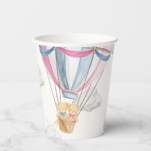 Zwillinge Teddybär Blau Heißluftballon Pappbecher