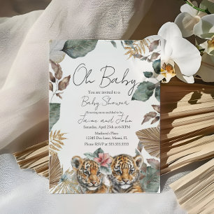 Zwillinge Tiger Dschungel Wild Details Baby Shower Einladung