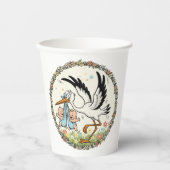 Zwillinge und Storch Vintage-Design Pappbecher (Vorderseite)