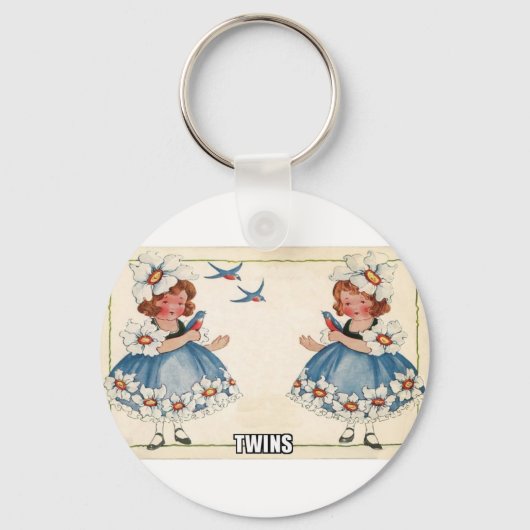 Zwillinge Vintager Stil Schlüsselanhänger (Vorderseite)