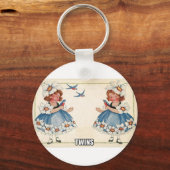 Zwillinge Vintager Stil Schlüsselanhänger (Vorderseite)
